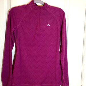 Paradox Women's Merino Blend Lightweight Base Layer 1/4 Zip Pink Long Sleeve